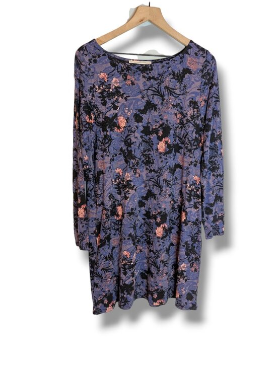 Peruvian Connection Dresses & Skirts - Peruvian Connection Size Large Purple Patterned Midi Dress Long Sleeves
